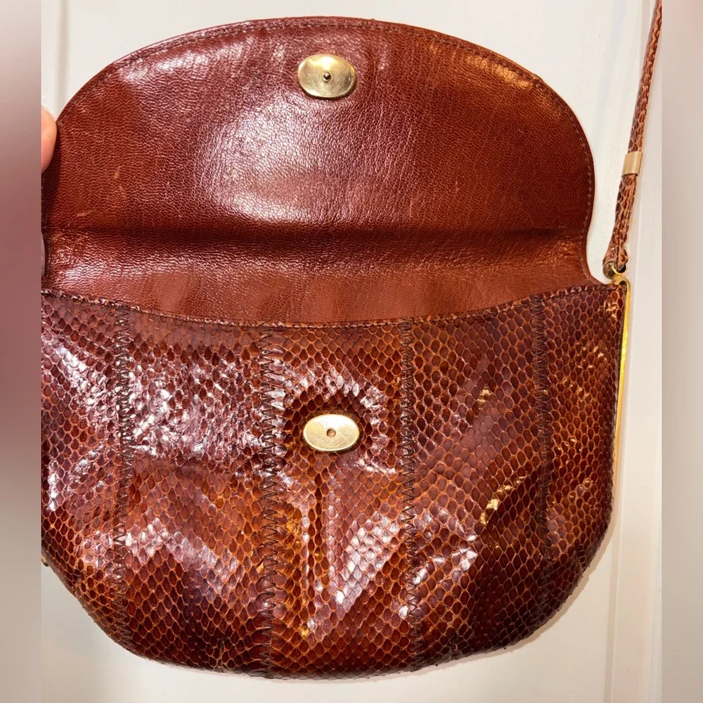 ALNI Spanish Artisan Python Shoulder Bag - Rare Gold Metal Frame Detail